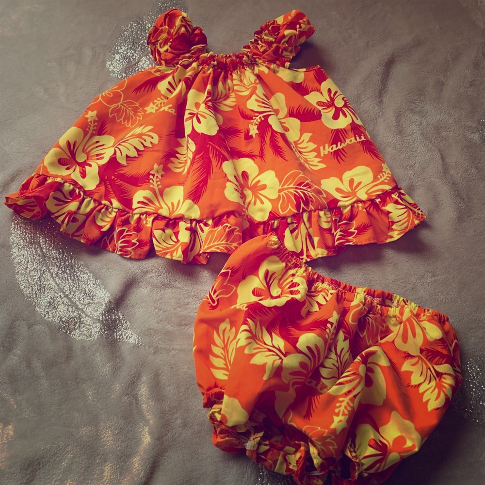 Ali's Fashion Hawaii Baby Girls Floral Ruffle Dress Top w/Diaper Cover